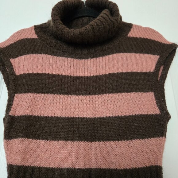 Vintage Y2K Killah by Sixty Striped Knit Sweater Dress Brown Pink Sleeveless S - Picture 3 of 12